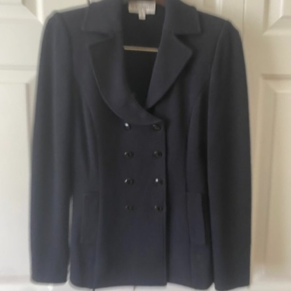 St. John Black Knit Jacket Pant 2 Piece Set Sz6/4